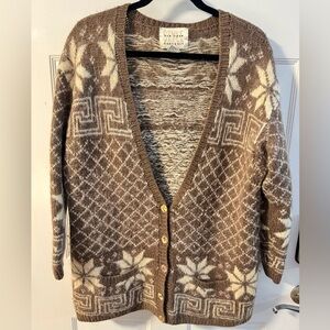 Vintage Handknit Fair Isle Cardigan Abalone Button Up Sweater Grandpa Grannycore